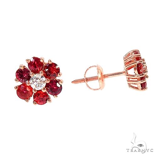 Fireflower Sapphire Diamond Earrings Small 66854 - Image 2