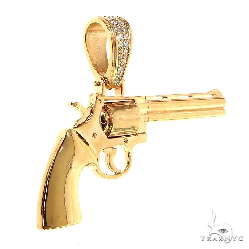 14K Gold Rotating Revolver Pendant 68879 - Image 2