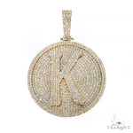 14K Gold Round Diamond 'K' Pendant 66754 - Image 1