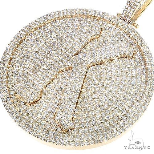 14K Gold Round Diamond 'K' Pendant 66754 - Image 3