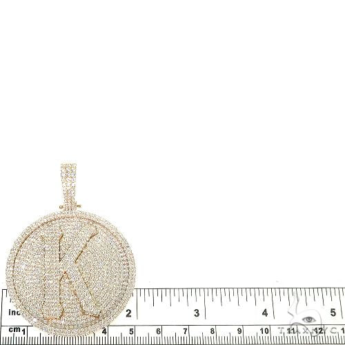 14K Gold Round Diamond 'K' Pendant, photo 5 of 6
