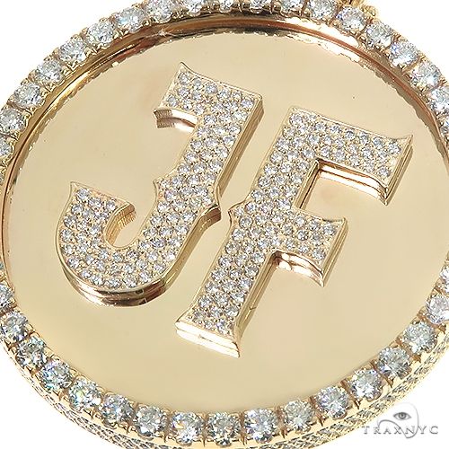 14K Gold Round Initial Diamond Pendant 66654 - Image 4
