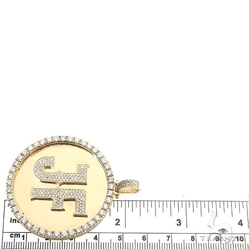 14K Gold Round Initial Diamond Pendant 66654 - Image 6