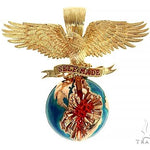 14K Gold Self Made Eagle Globe Pendant 66349 - Image 1