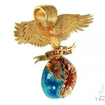 14K Gold Self Made Eagle Globe Pendant 66349 - Image 2