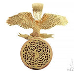 14K Gold Self Made Eagle Globe Pendant 66349 - Image 3