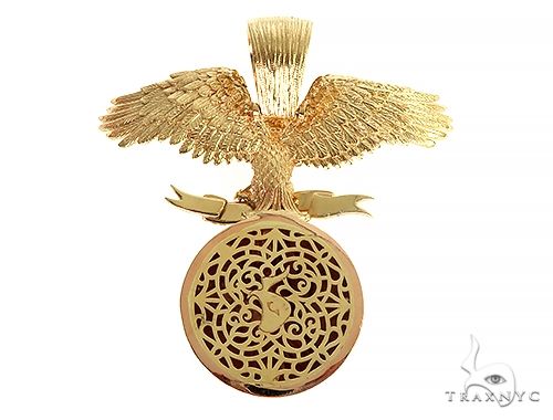 14K Gold Self Made Eagle Globe Pendant 66349 - Image 3