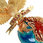 14K Gold Self Made Eagle Globe Pendant 66349 - Image 4