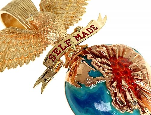 14K Gold Self Made Eagle Globe Pendant, photo 4 of 8