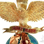 14K Gold Self Made Eagle Globe Pendant 66349 - Image 5