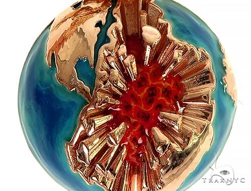 14K Gold Self Made Eagle Globe Pendant 66349 - Image 6
