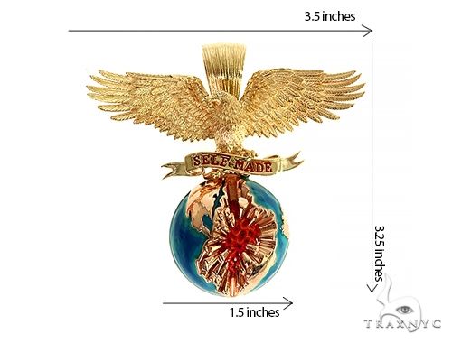 14K Gold Self Made Eagle Globe Pendant 66349 - Image 8