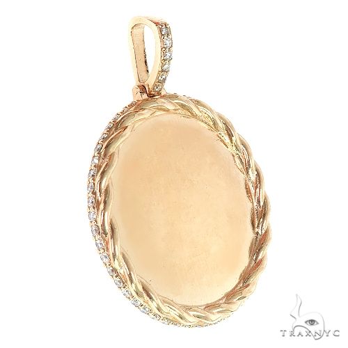 14K Gold Side Diamond Frame Memorial Photo Pendant 66801 - Image 2