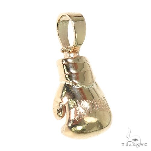 14K gold small MMA boxing glove pendant with polished finish for men
