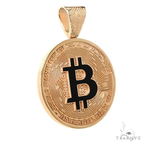 14K Gold TraxNYC Spinning Bitcoin Pendant 67366 - Image 2