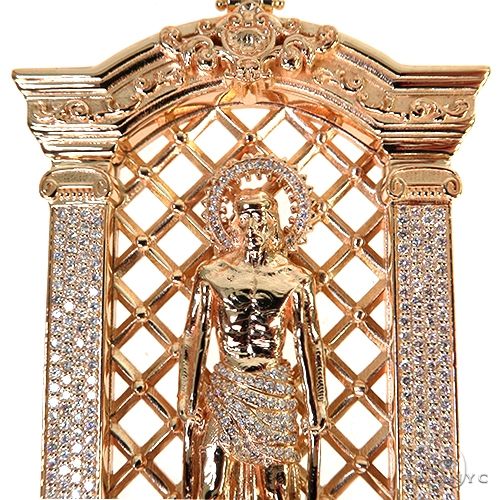 14K Gold St. Lazarus Diamond Frame Pendant 67748 - Image 3