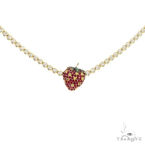 14K Gold Strawberry Diamond Tennis Choker 66578 - Image 2