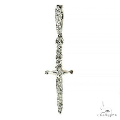 14K Gold Sword Skull Single Earring