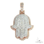14K Gold Two Tone Hamsa Diamond Pendant 66867 - Image 1