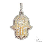 14K Gold Two Tone Hamsa Diamond Pendant 66868 - Image 1