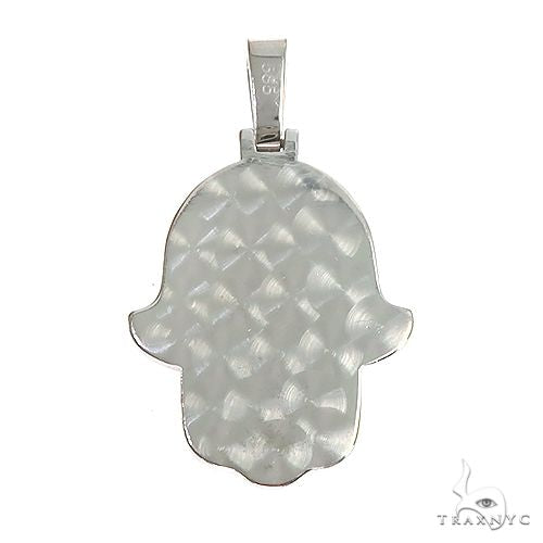 14K Gold Two Tone Hamsa Diamond Pendant, photo 3 of 5