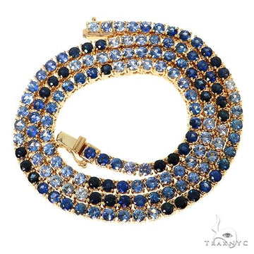 14K Gold Water Sapphire Tennis Chain