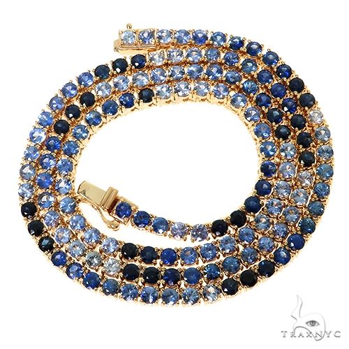 14K Gold Water Sapphire Tennis Chain