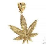 14K Gold Weed Pendant 66342 - Image 2