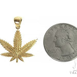 14K Gold Weed Pendant 66342 - Image 4