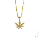 14K Gold Weed Pendant 10K Franco Chain Set 66363 - Image 1