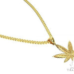 14K Gold Weed Pendant 10K Franco Chain Set 66363 - Image 2
