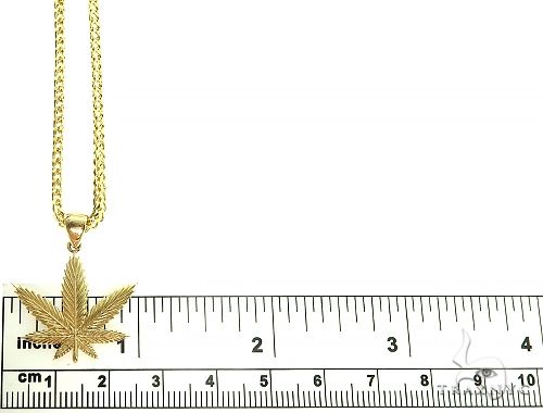 14K Gold Weed Pendant 10K Franco Chain Set, photo 5 of 7
