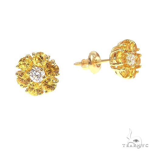 Golden Sunflower Bloom Earrings Small in 14K Gold, photo 2 of 3