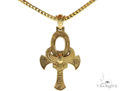 14K TraxNYC's Mystique Ankh Cross Crucifix 10K Franco Chain Set 57204 - Image 1