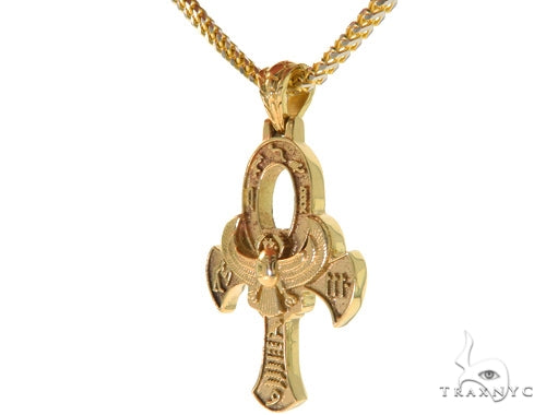 14K TraxNYC's Mystique Ankh Cross Crucifix 10K Franco Chain Set 57204 - Image 3