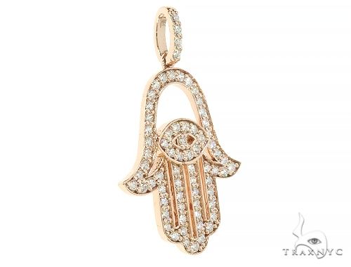 14K Gold Diamond Hamsa Pendant, photo 2 of 7