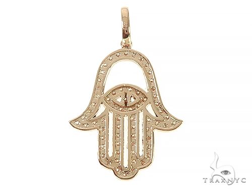 14K Gold Diamond Hamsa Pendant, photo 3 of 7