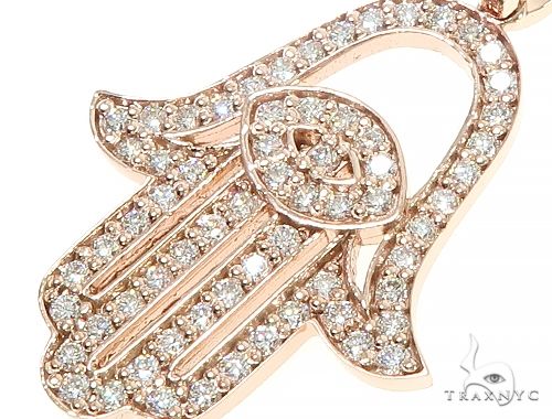 14K Gold Diamond Hamsa Pendant, photo 4 of 7