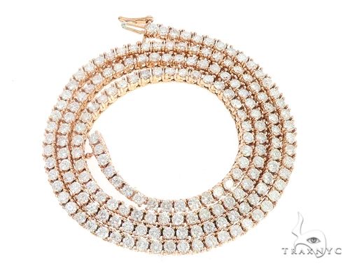14K Rose Gold Diamond Tennis Chain 65081 - Image 3