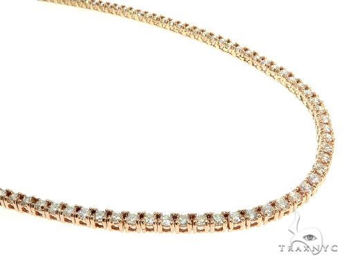 14k rose gold diamond tennis chain 3mm 22 inches — front view showing full diamond-set length