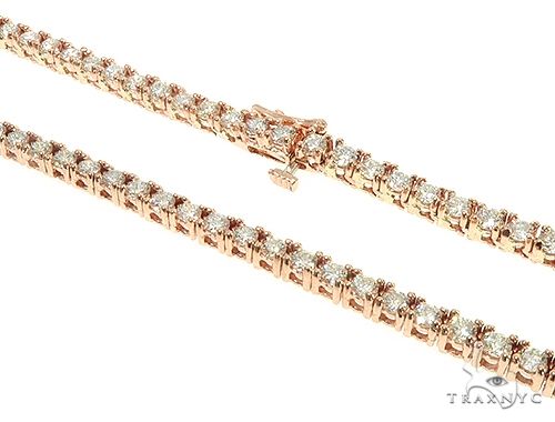 22-inch 3mm 14K rose gold tennis chain with round-cut diamonds