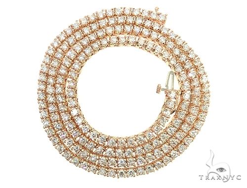 14K Rose Gold Diamond Tennis Chain 22 Inches 3mm   65884 - Image 3
