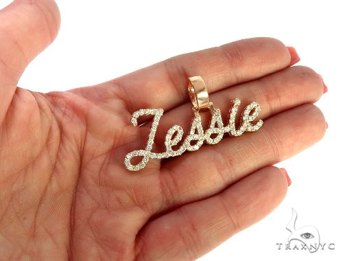 14K Rose Gold Jessie Diamond Name Pendant 65958 - Image 5