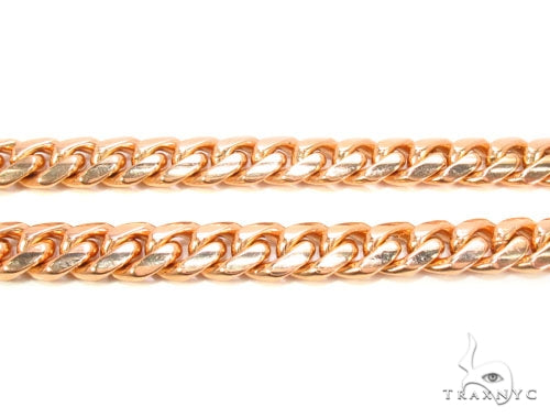 30-inch 9mm 14K rose gold solid Miami Cuban link chain with polished finish