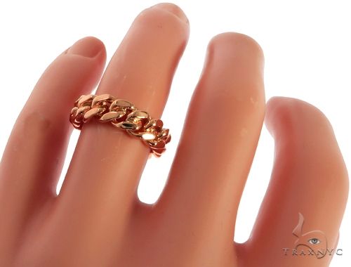 14K Rose Gold Miami Cuban Link Ring 63187 - Image 4