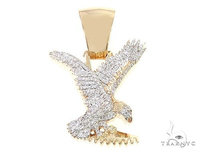 14K Gold Micro Pave Diamond Eagle Charm Pendant 63941 - Image 1