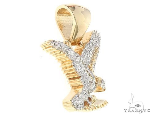 14K Gold Micro Pave Diamond Eagle Charm Pendant, photo 2 of 7