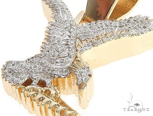 14K Gold Micro Pave Diamond Eagle Charm Pendant, photo 4 of 7