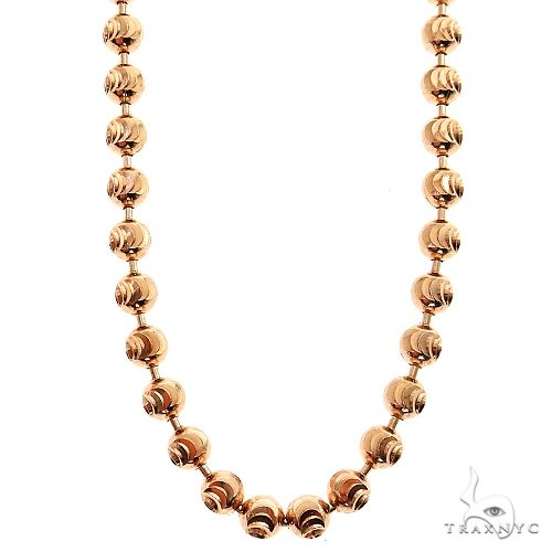 14k rose gold moon cut chain 4mm – close-up of faceted links showing light reflection