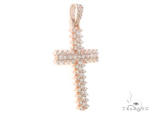 14K Rose Gold Prong Diamond Cross, photo 2 of 7